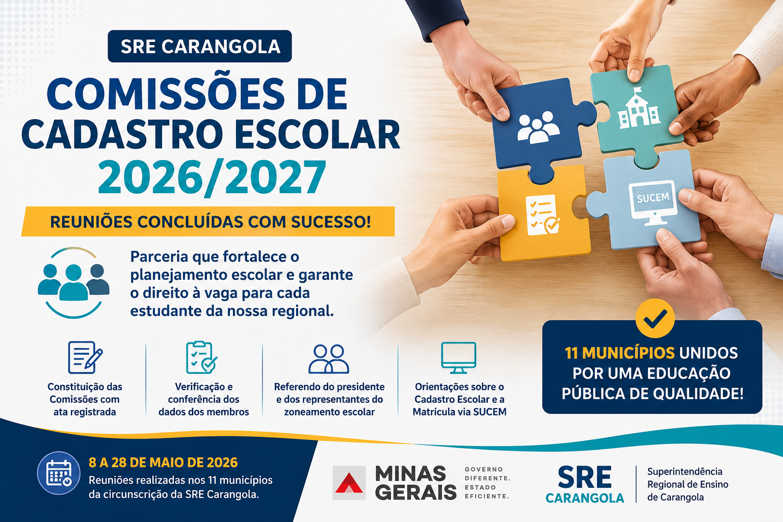 SRE Carangola conclui formação das Comissões Municipais de Cadastro Escolar 2026/2027